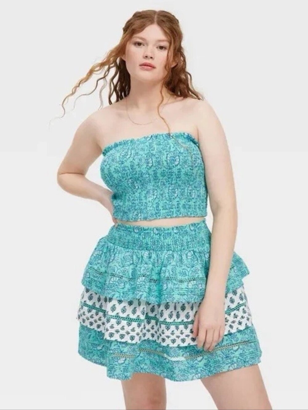 Roller Rabbit Women's Garden Floral/Bouquet Tiered Mini Skirt Teal - Picture 2 of 6